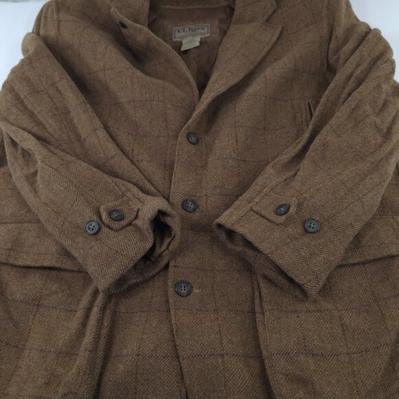 VINTAGE LL BEAN COAT MEN'S SZ LARGE BROWN JACKET PARKA QUILTED CHECK THINSULATE - Picture 13 of 16